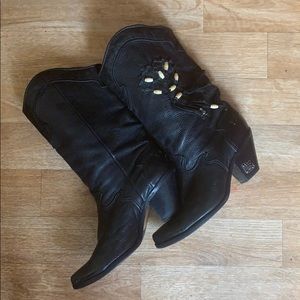 Black Leather Western Boots